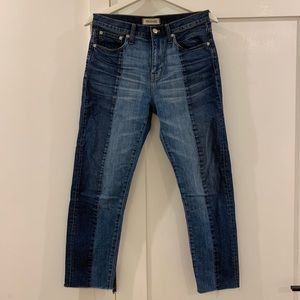 Two-tone straight jeans
